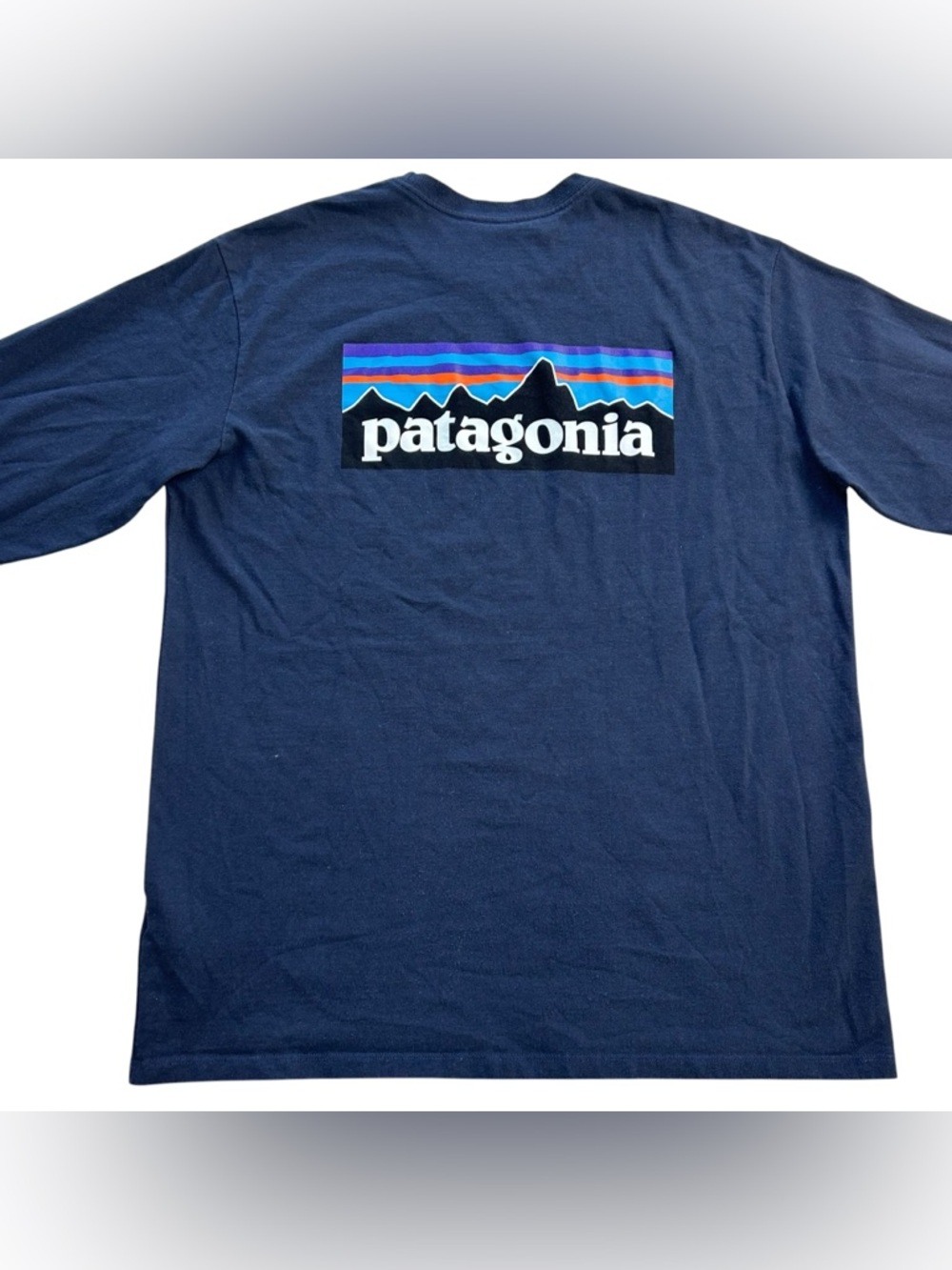 Patagonia Responsibill-Tee Long Sleeve Shirt Blue Logo Back Graphic Men’s M